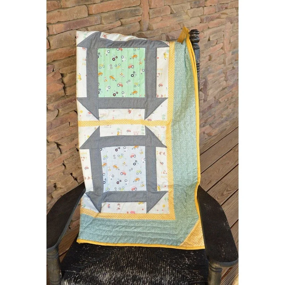 Farm Life Baby Quilt, Boy Patchwork Quilt